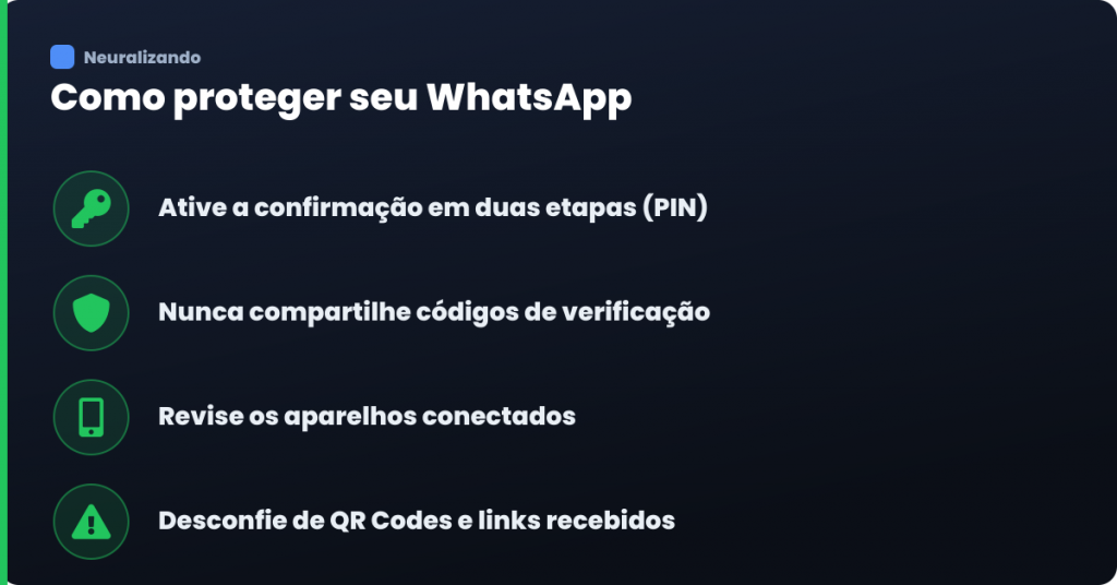 Infográfico com formas de proteger o WhatsApp contra clonagem